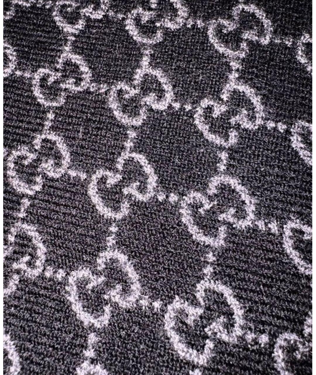 GUCCI Антрацитовый шерстяной шарф, фото 2