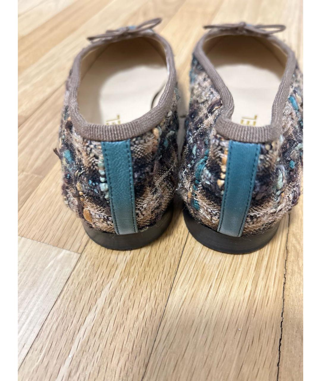 CHANEL Коричневые текстильные балетки, фото 4