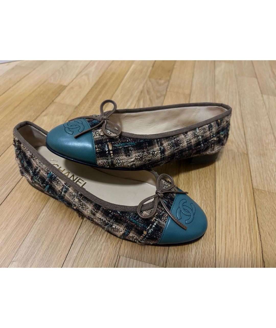 CHANEL Коричневые текстильные балетки, фото 8