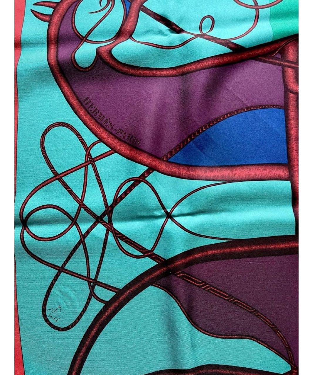 HERMES Мульти шелковый платок, фото 2