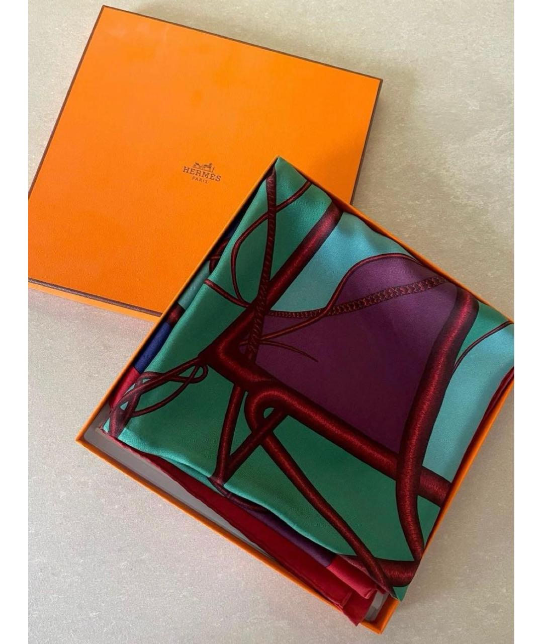 HERMES Мульти шелковый платок, фото 3