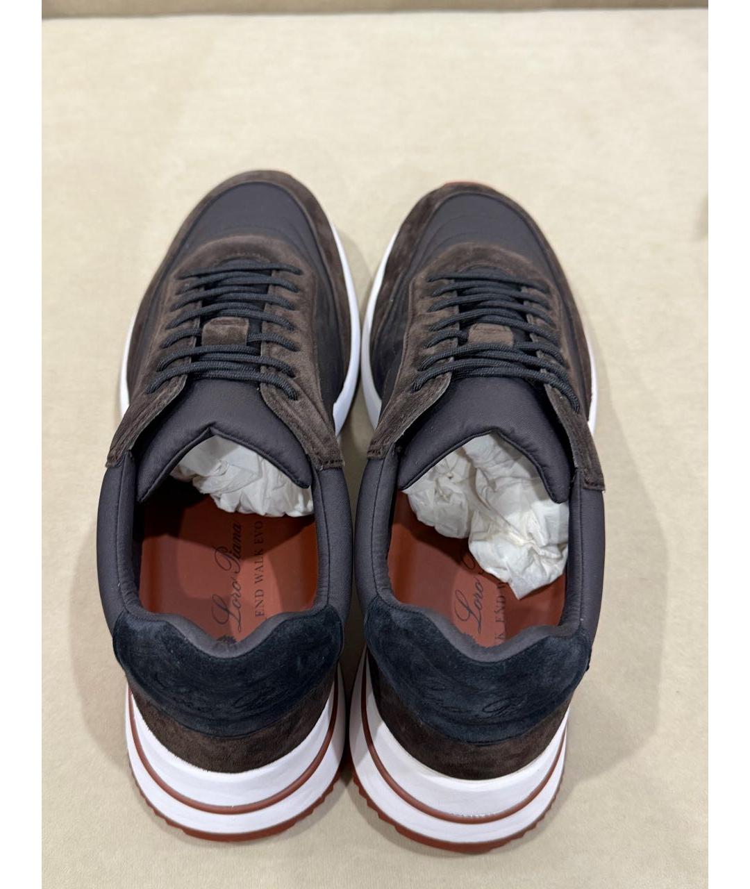 LORO PIANA Коричневые замшевые низкие кроссовки / кеды, фото 3