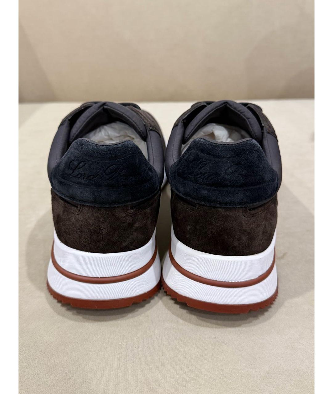 LORO PIANA Коричневые замшевые низкие кроссовки / кеды, фото 4