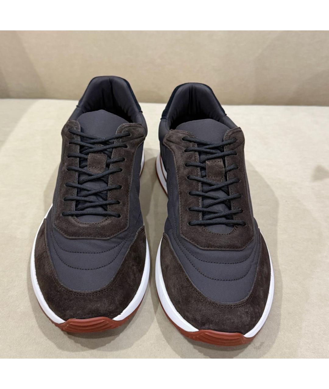 LORO PIANA Коричневые замшевые низкие кроссовки / кеды, фото 2