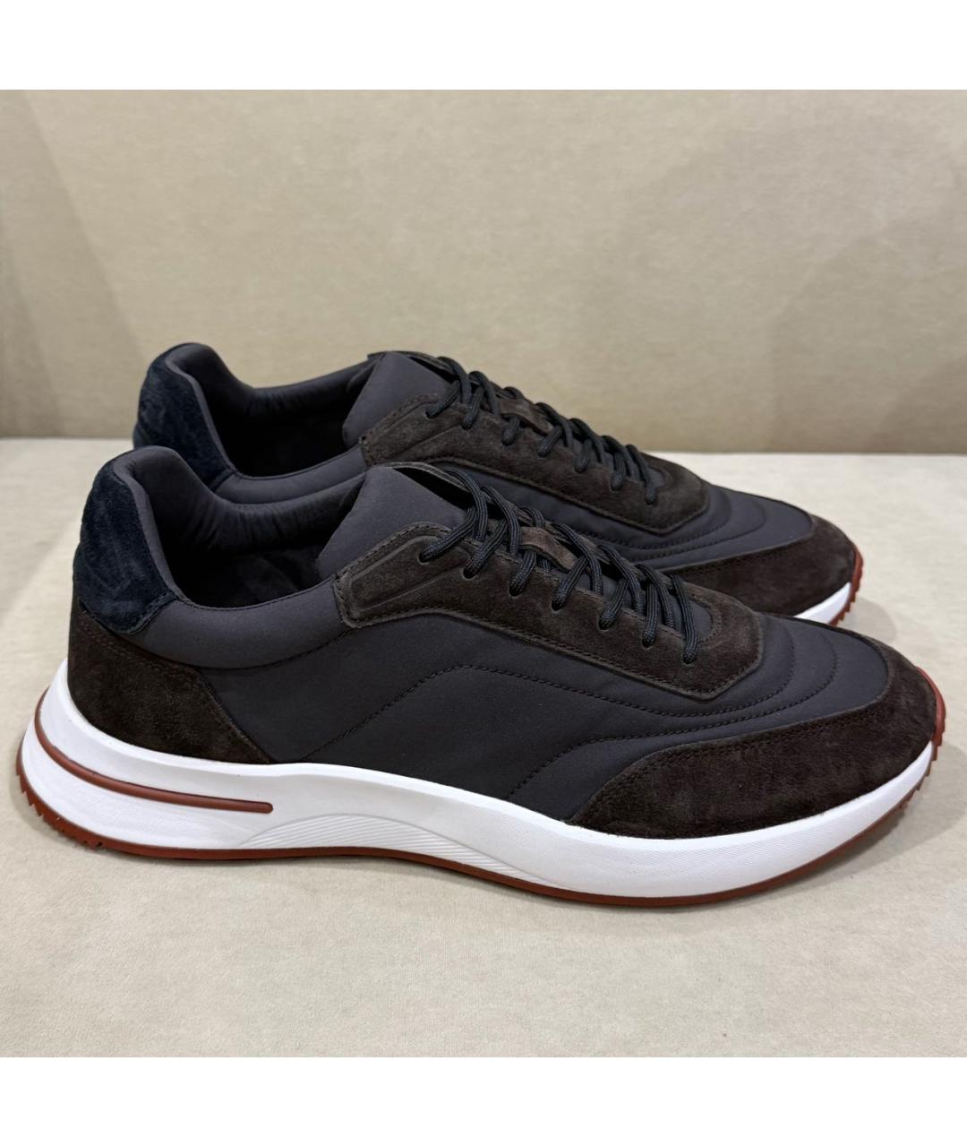 LORO PIANA Коричневые замшевые низкие кроссовки / кеды, фото 6