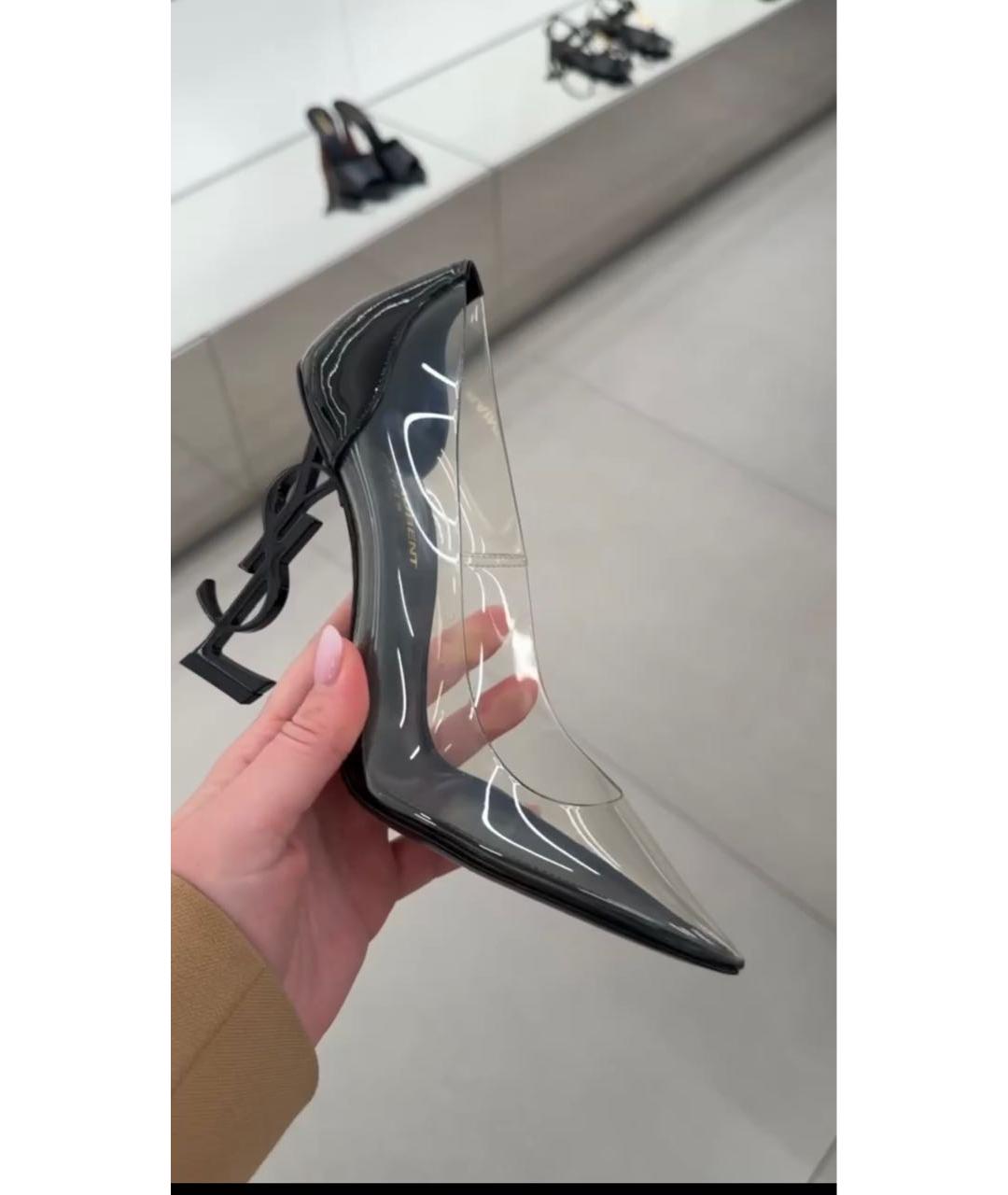 SAINT LAURENT Черные резиновые туфли, фото 3