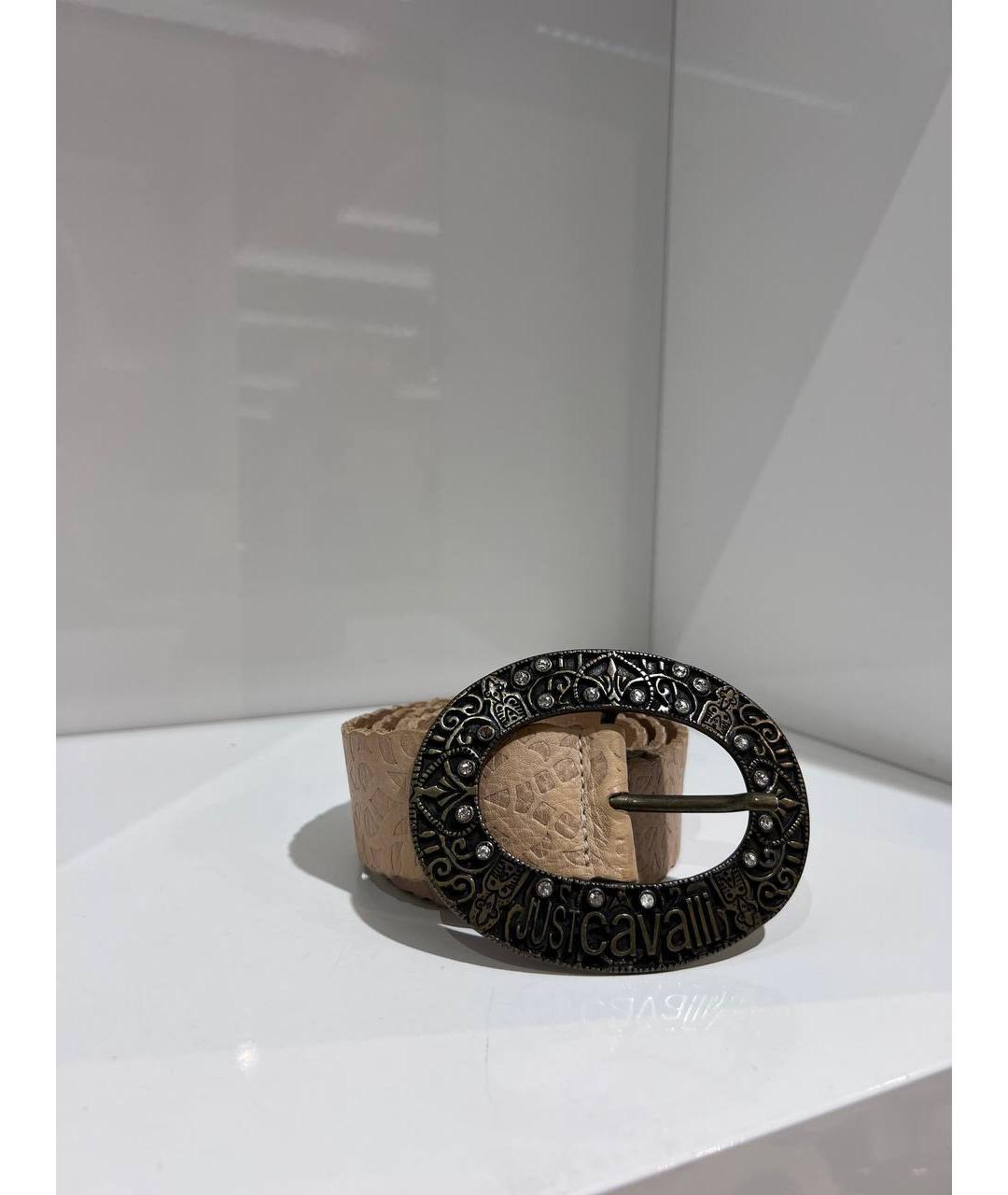 JUST CAVALLI Бежевый кожаный ремень, фото 3