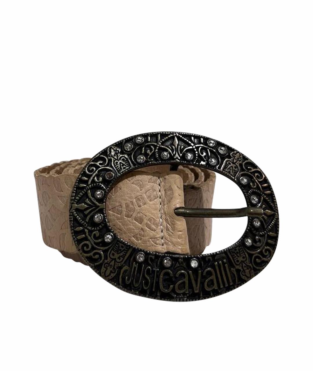 JUST CAVALLI Бежевый кожаный ремень, фото 1