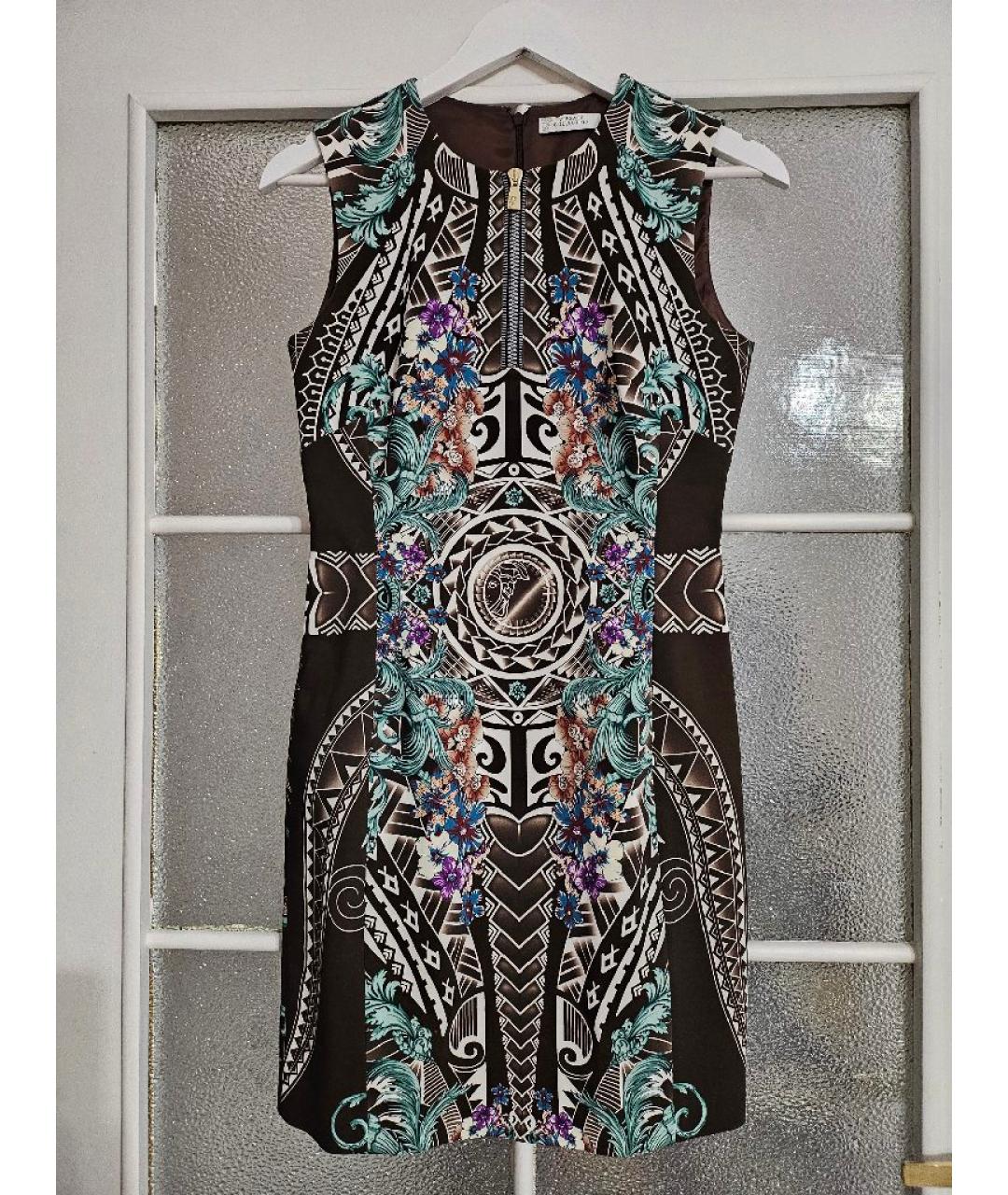 VERSACE Мульти полиэстеровое коктейльное платье, фото 5