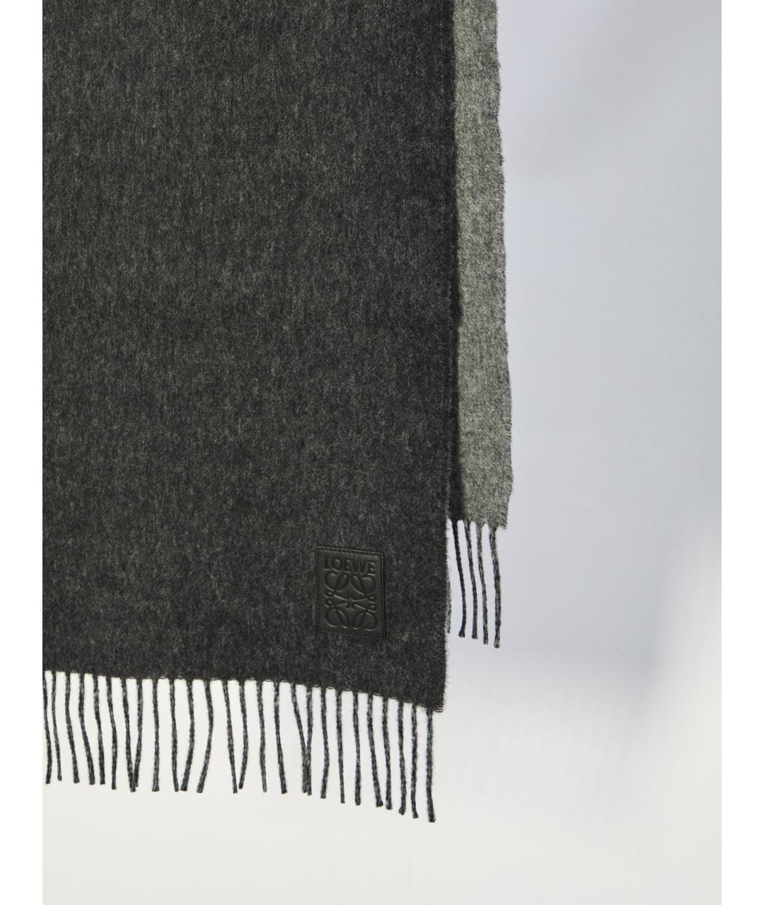 LOEWE Черный шерстяной шарф, фото 2