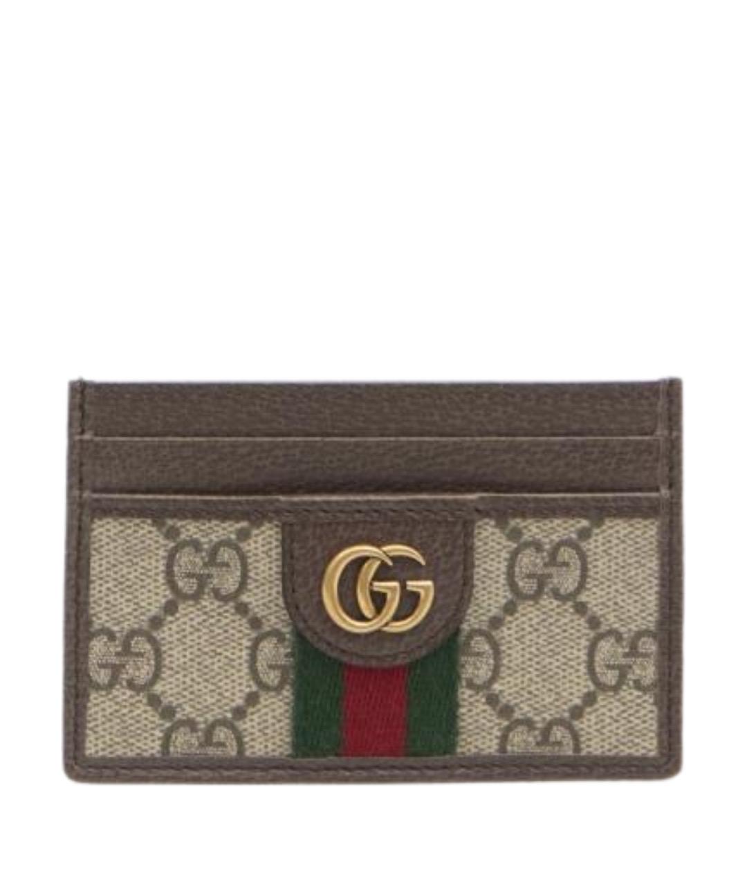 GUCCI Коричневый кожаный кардхолдер, фото 1