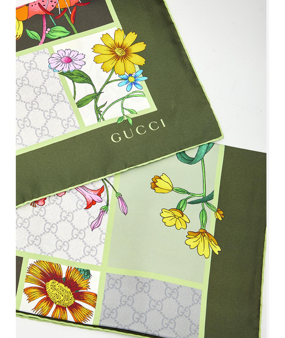 GUCCI Зеленый шелковый платок, фото 2