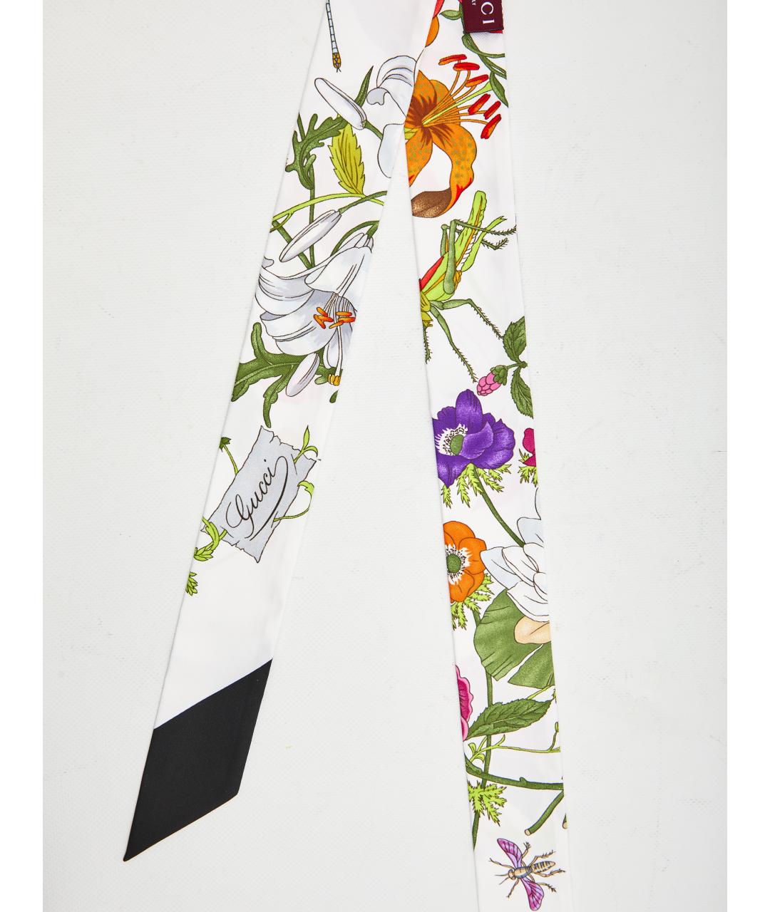 GUCCI Белый шелковый шарф, фото 2