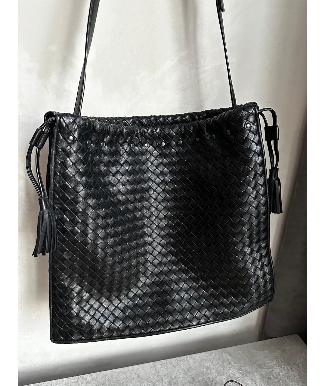 BOTTEGA VENETA Черная кожаная сумка через плечо, фото 10
