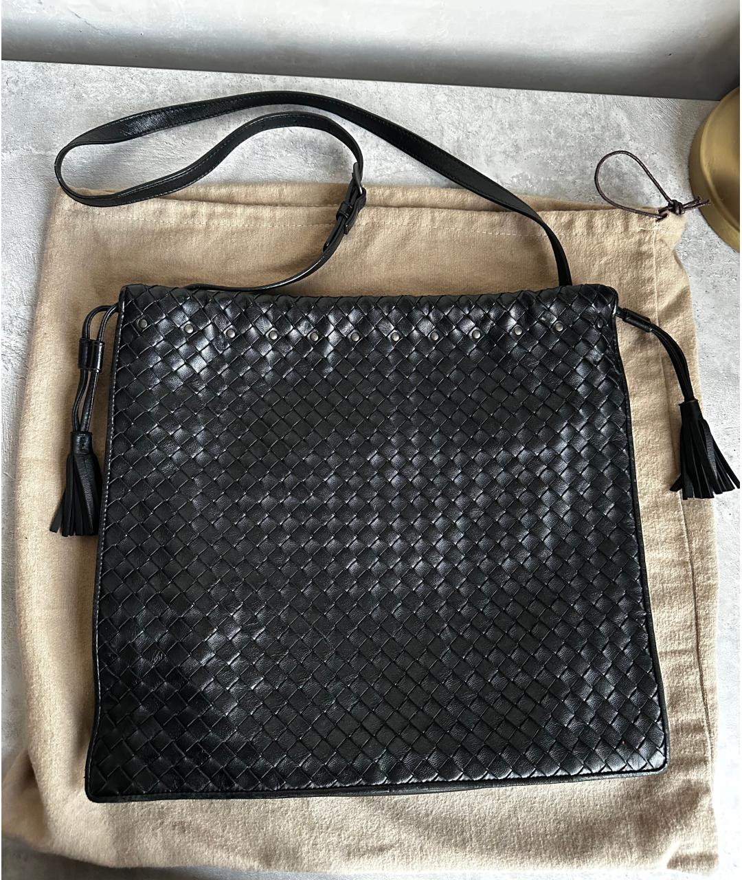 BOTTEGA VENETA Черная кожаная сумка через плечо, фото 6