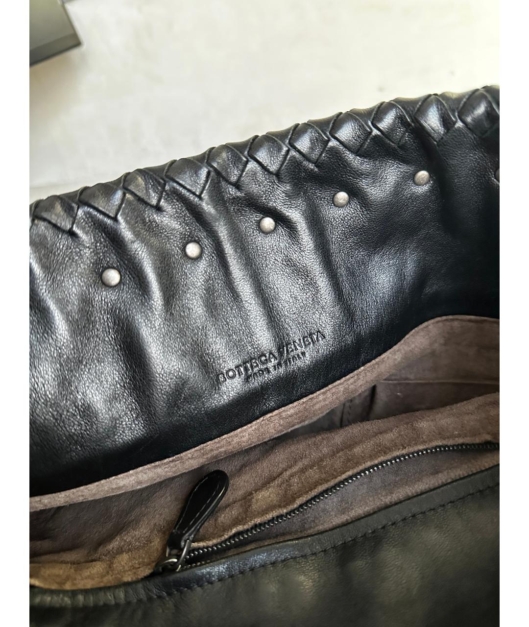 BOTTEGA VENETA Черная кожаная сумка через плечо, фото 8