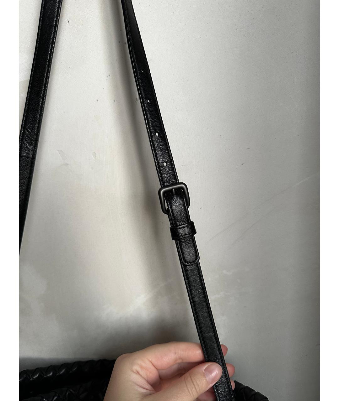 BOTTEGA VENETA Черная кожаная сумка через плечо, фото 4