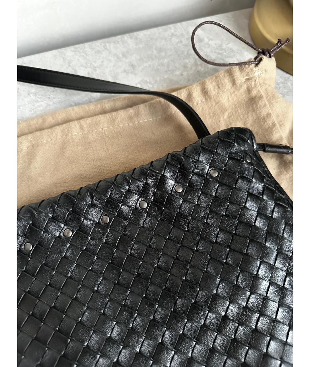 BOTTEGA VENETA Черная кожаная сумка через плечо, фото 7