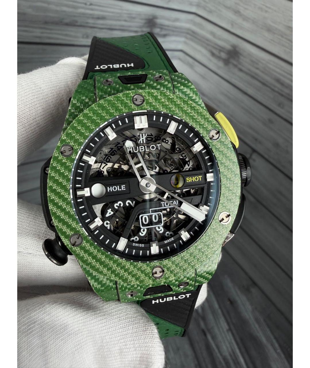 HUBLOT Зеленые карбоновые часы, фото 4
