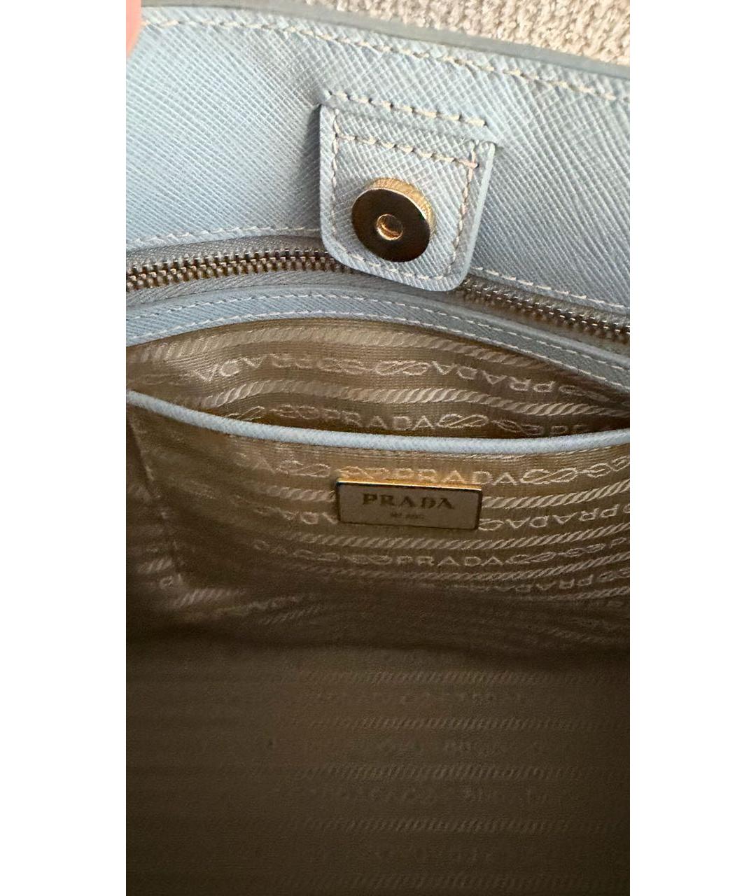 PRADA Голубая кожаная сумка тоут, фото 6