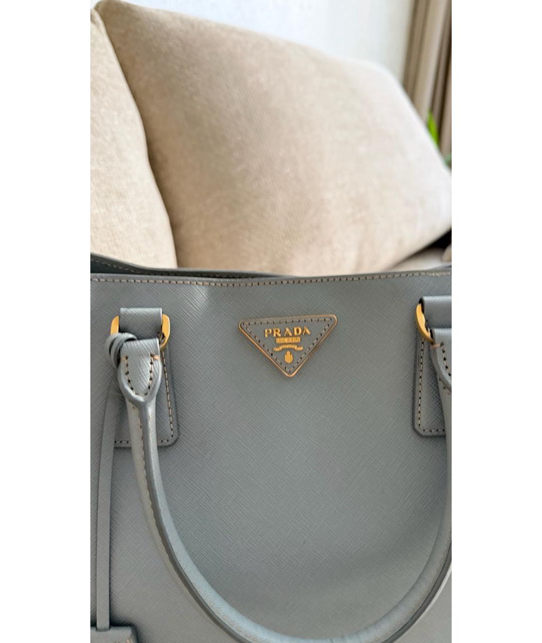 PRADA Голубая кожаная сумка тоут, фото 5