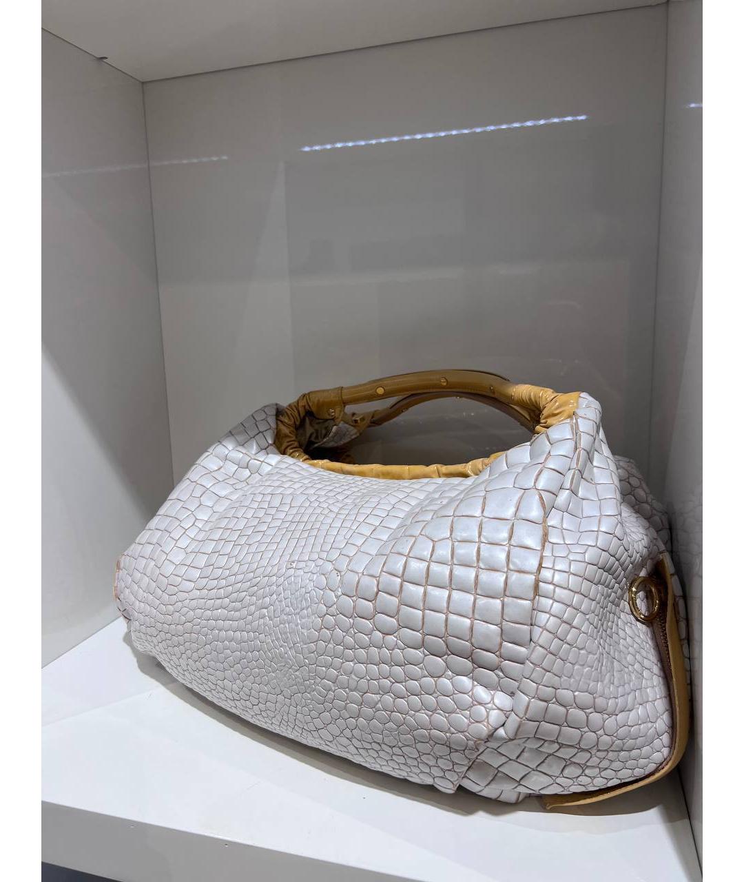 ROBERTO CAVALLI Белая кожаная сумка с короткими ручками, фото 3