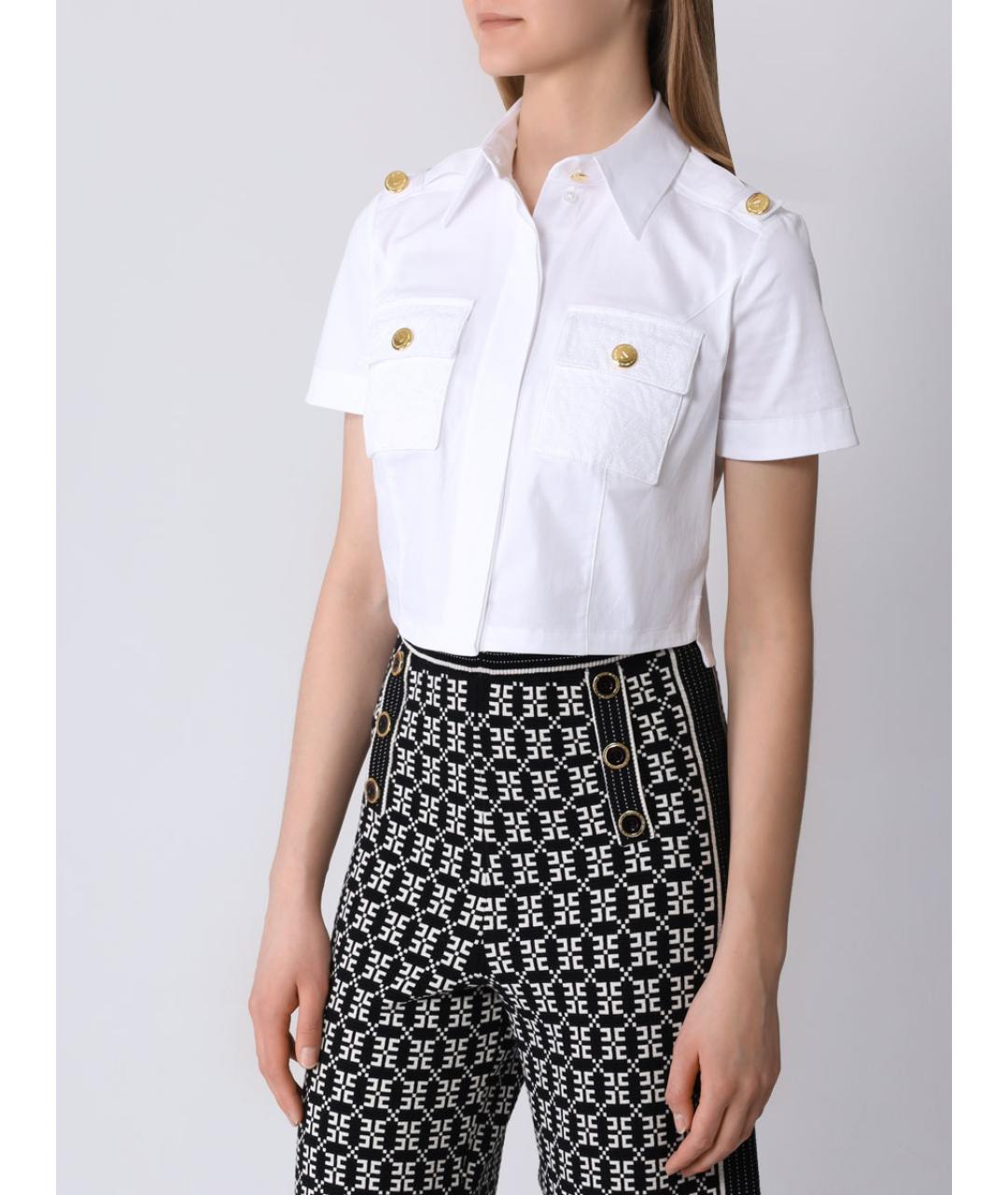 ELISABETTA FRANCHI Белая хлопко-эластановая рубашка, фото 3