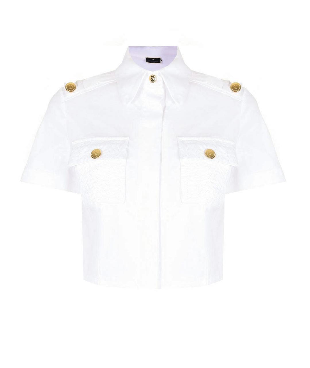 ELISABETTA FRANCHI Белая хлопко-эластановая рубашка, фото 1
