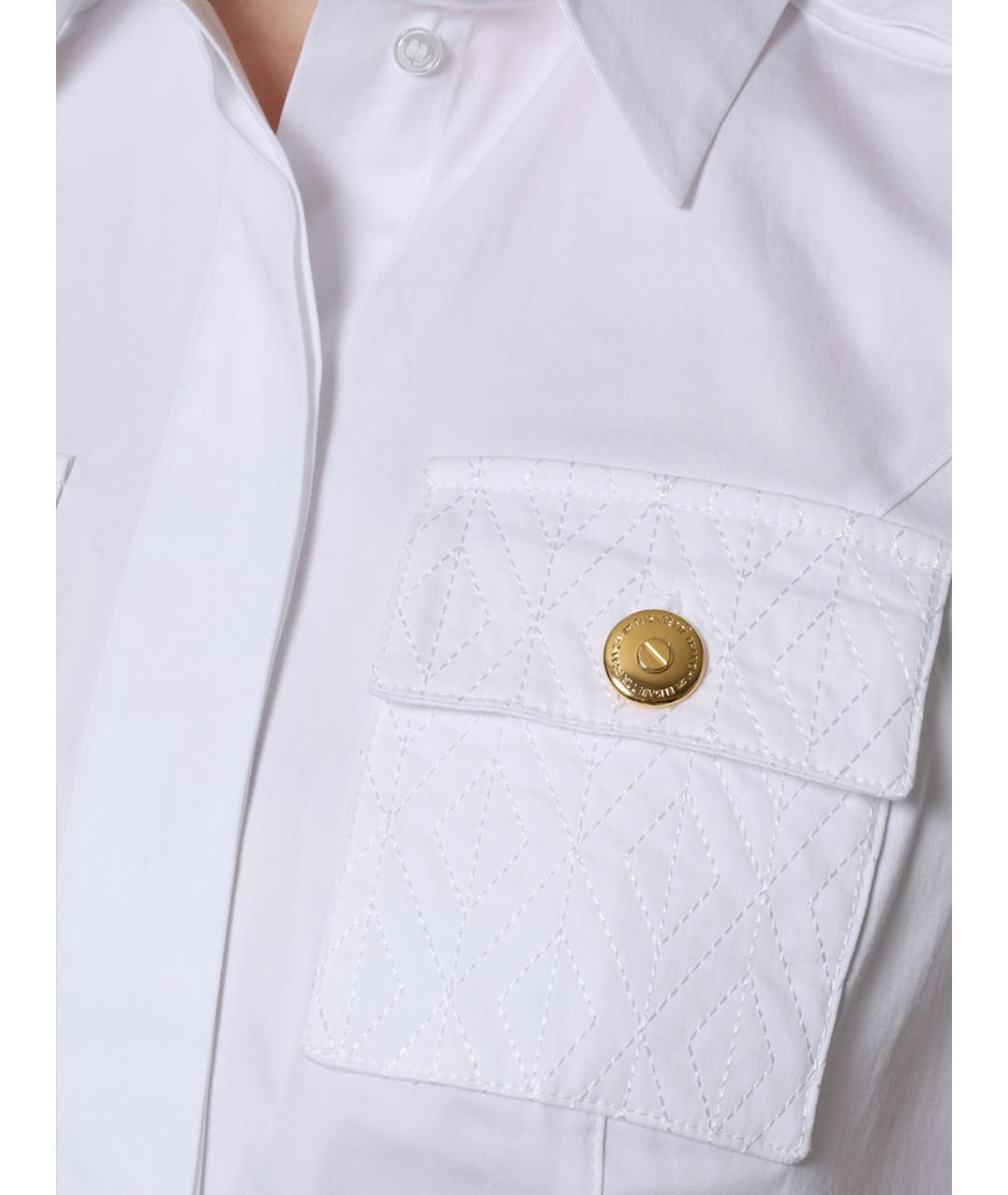 ELISABETTA FRANCHI Белая хлопко-эластановая рубашка, фото 4