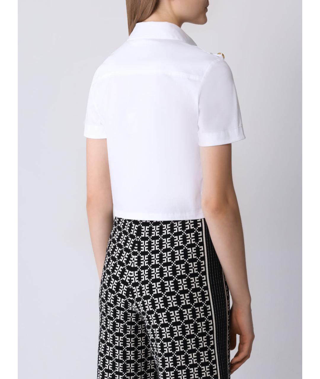 ELISABETTA FRANCHI Белая хлопко-эластановая рубашка, фото 2