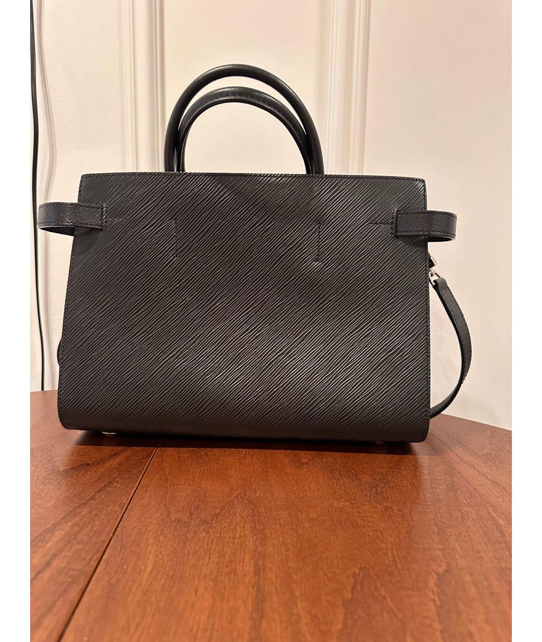 LOUIS VUITTON Черная кожаная сумка с короткими ручками, фото 3