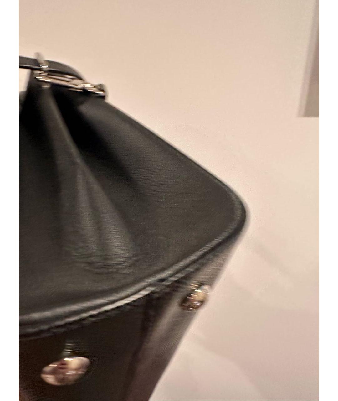 LOUIS VUITTON Черная кожаная сумка с короткими ручками, фото 8