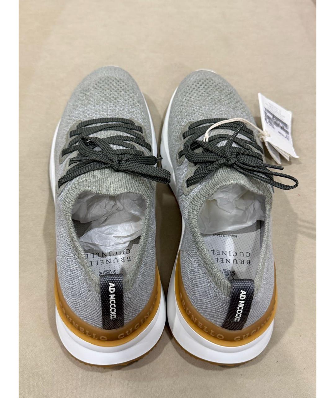 BRUNELLO CUCINELLI Серые текстильные низкие кроссовки / кеды, фото 3