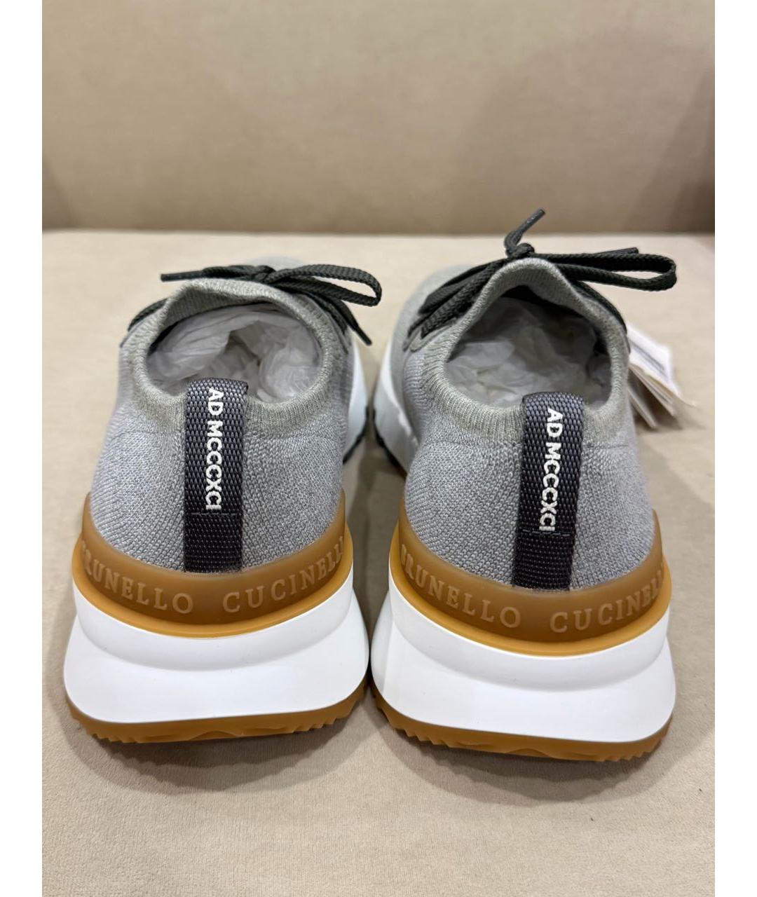 BRUNELLO CUCINELLI Серые текстильные низкие кроссовки / кеды, фото 4