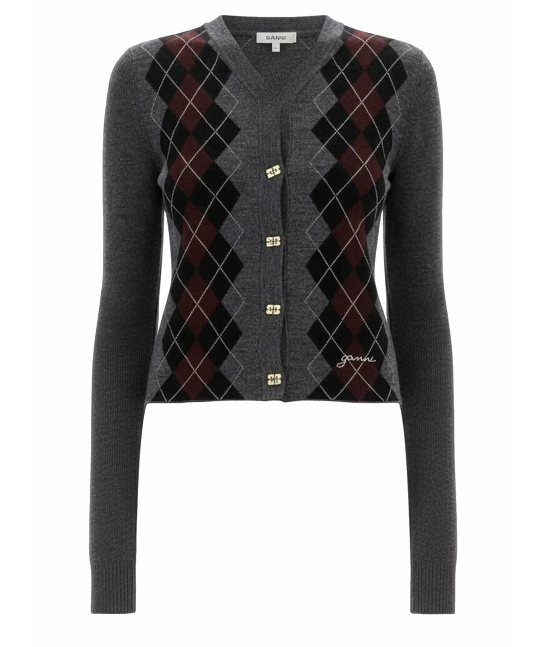 GANNI Серый шерстяной кардиган, фото 1