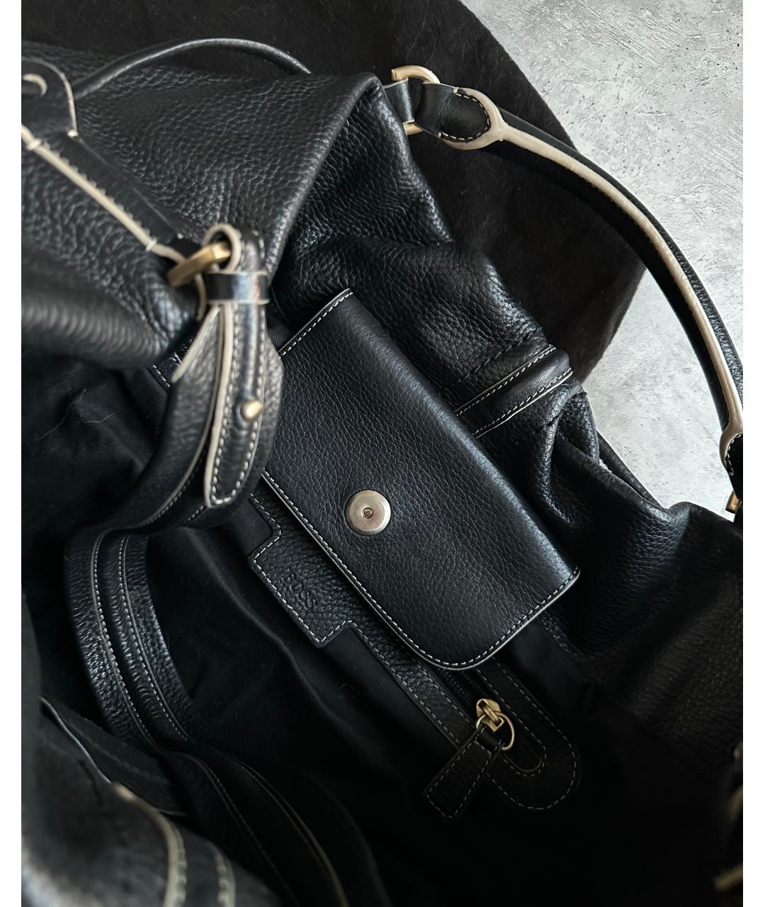 HUGO BOSS Черная кожаная сумка с короткими ручками, фото 8
