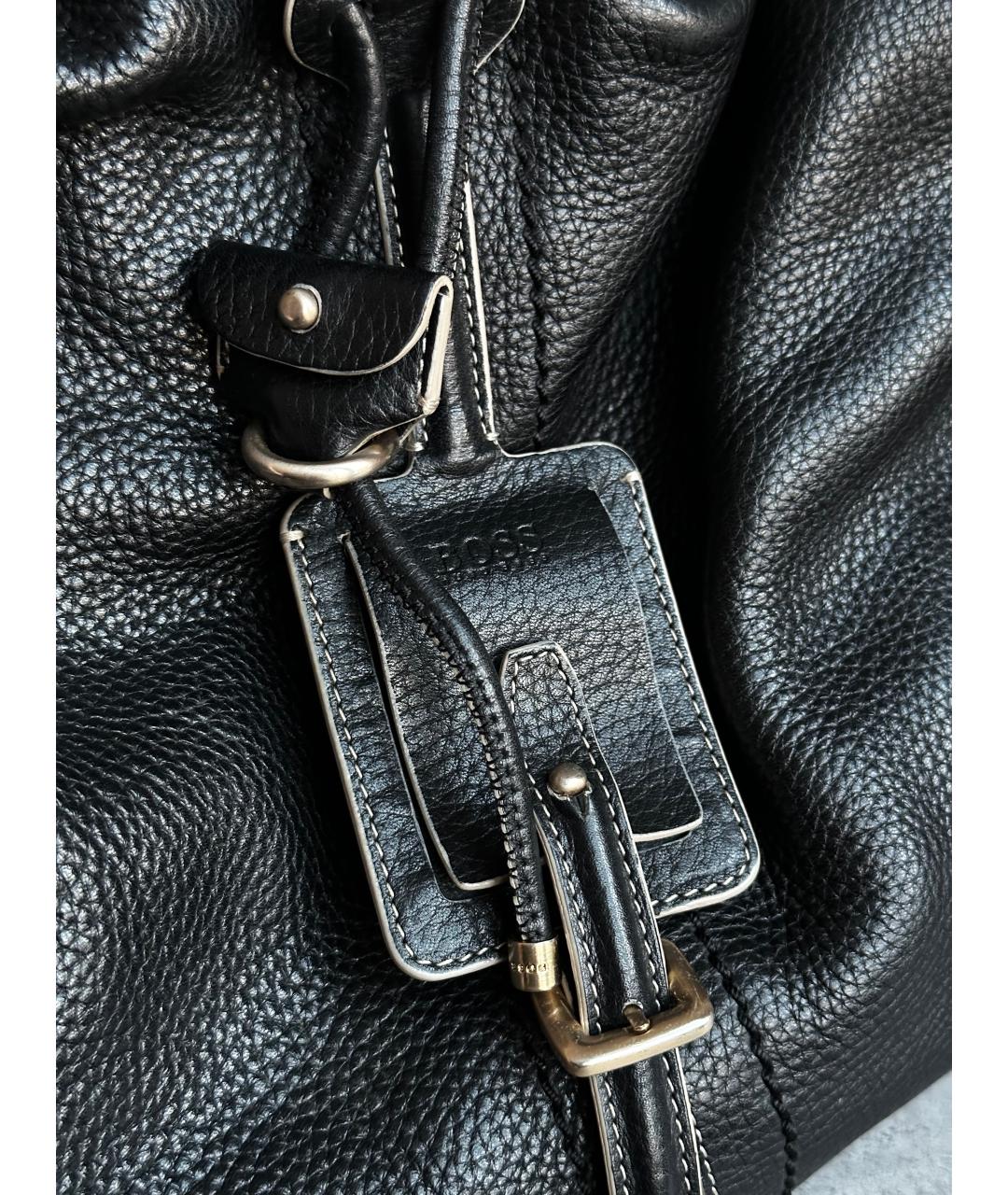 HUGO BOSS Черная кожаная сумка с короткими ручками, фото 5