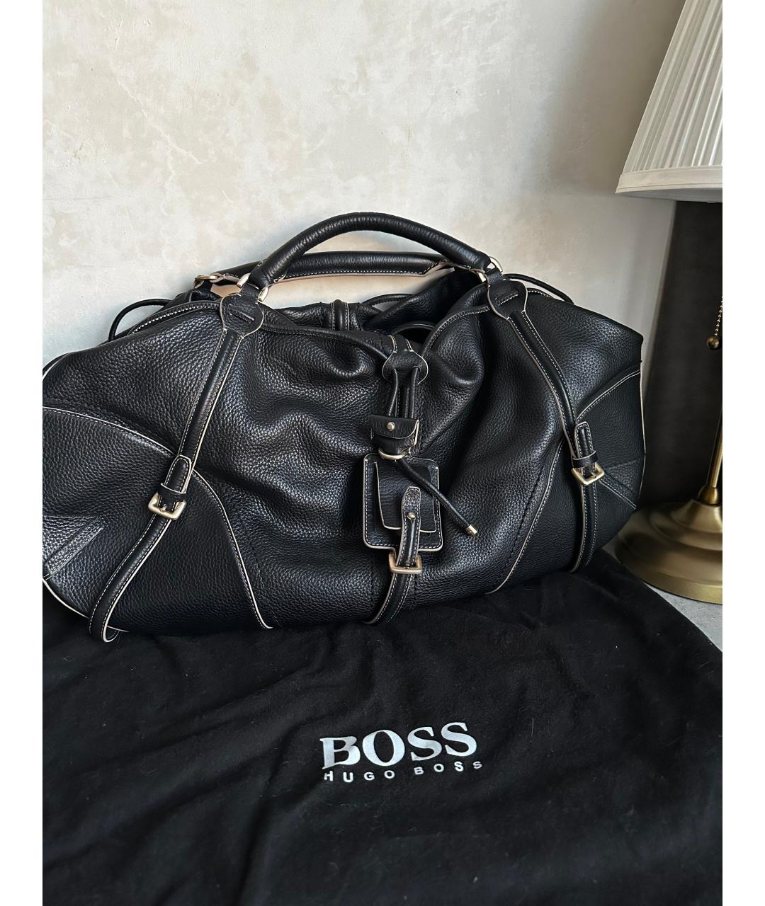 HUGO BOSS Черная кожаная сумка с короткими ручками, фото 10