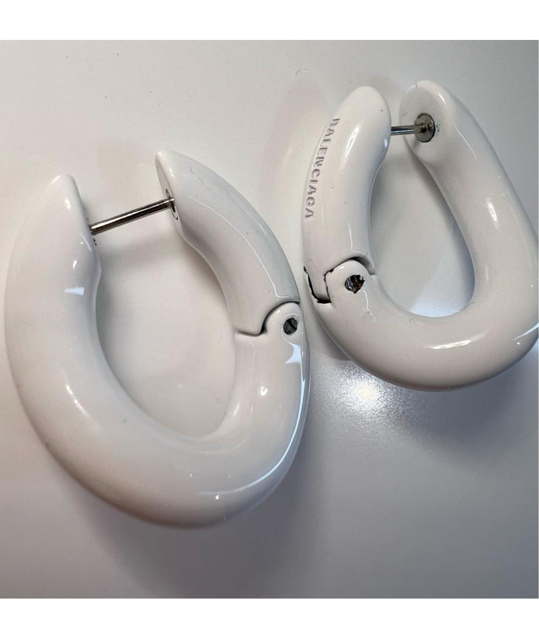 BALENCIAGA Белые латунные серьги, фото 3