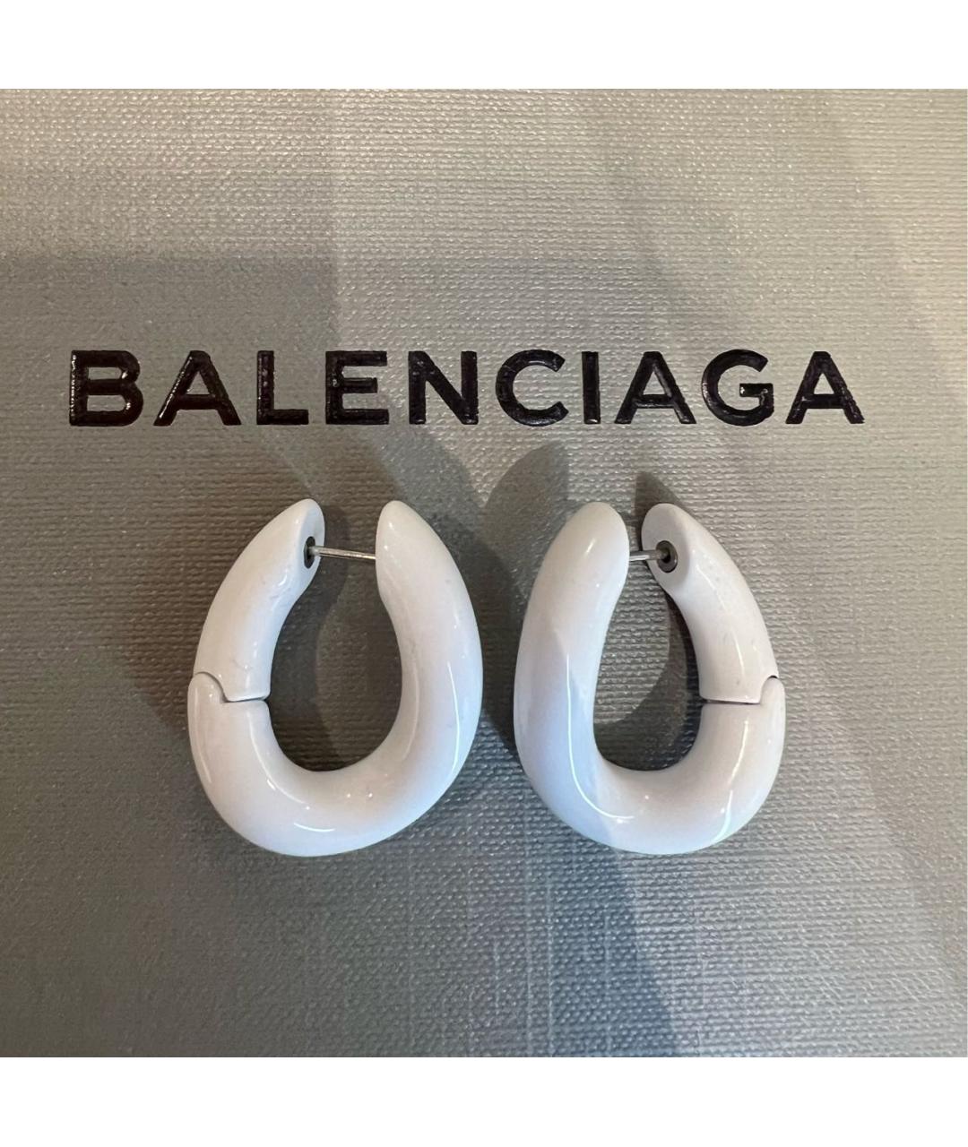 BALENCIAGA Белые латунные серьги, фото 7