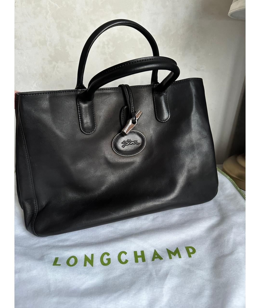 LONGCHAMP Черная кожаная сумка с короткими ручками, фото 2