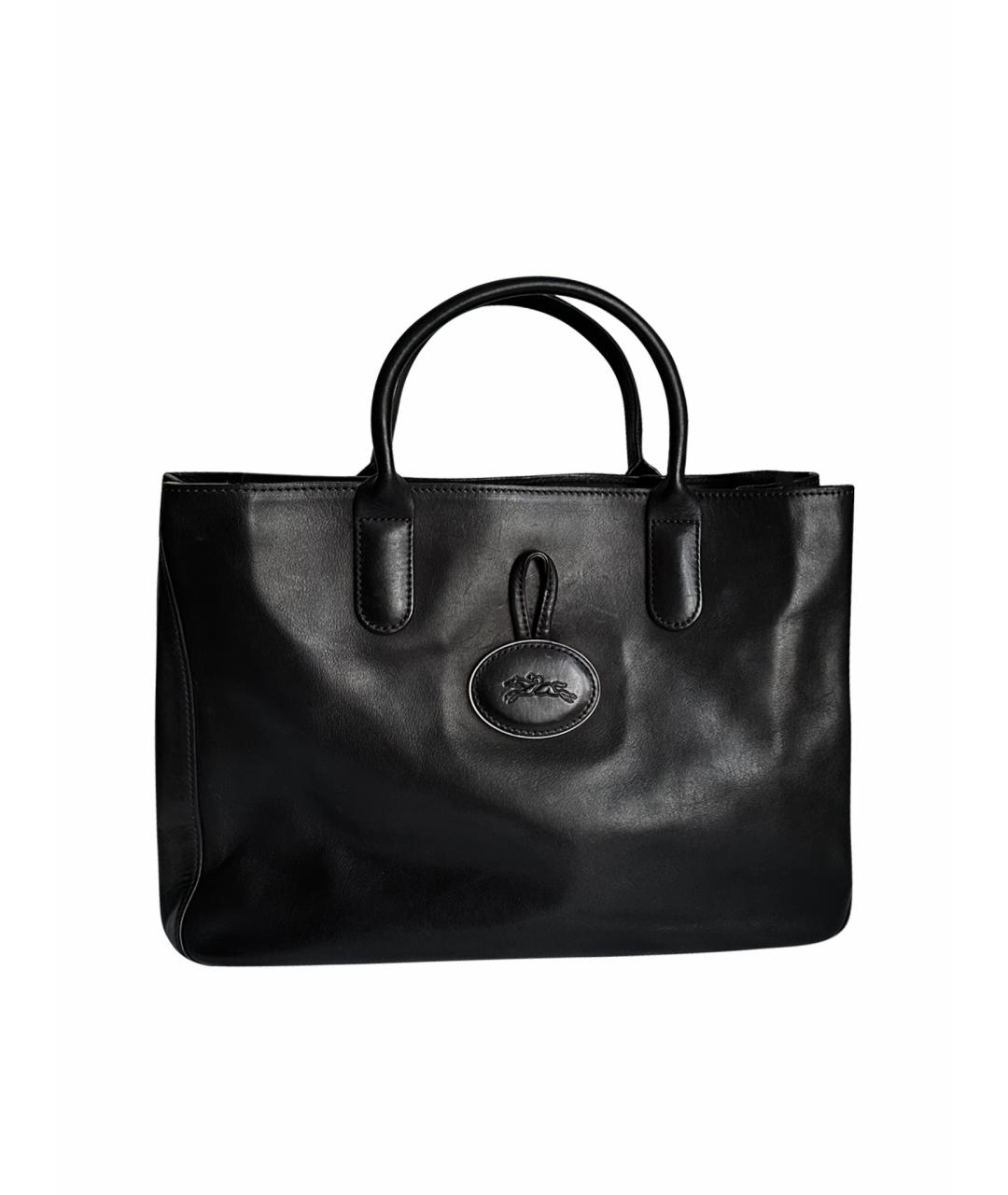 LONGCHAMP Черная кожаная сумка с короткими ручками, фото 1