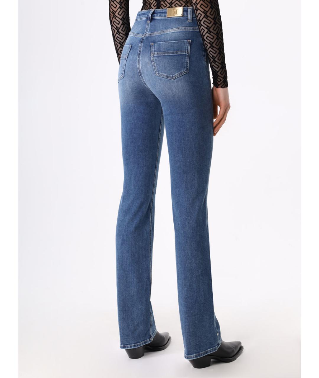 ELISABETTA FRANCHI Голубые хлопковые прямые джинсы, фото 2