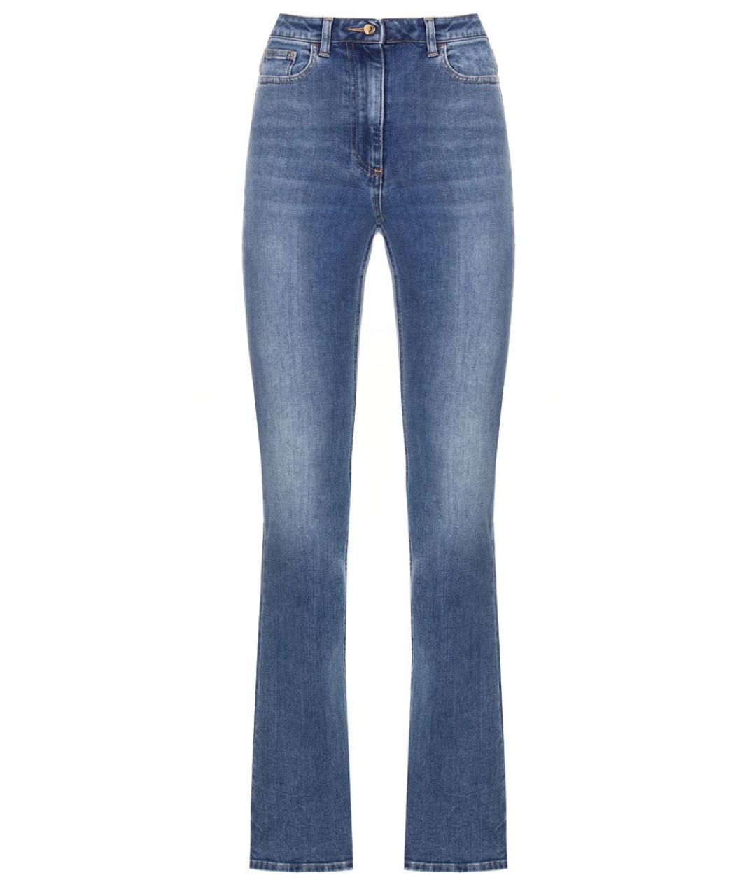 ELISABETTA FRANCHI Голубые хлопковые прямые джинсы, фото 1