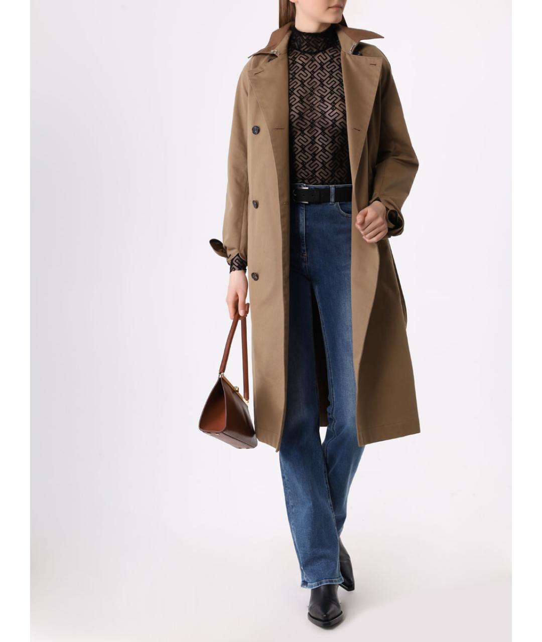 ELISABETTA FRANCHI Голубые хлопковые прямые джинсы, фото 5