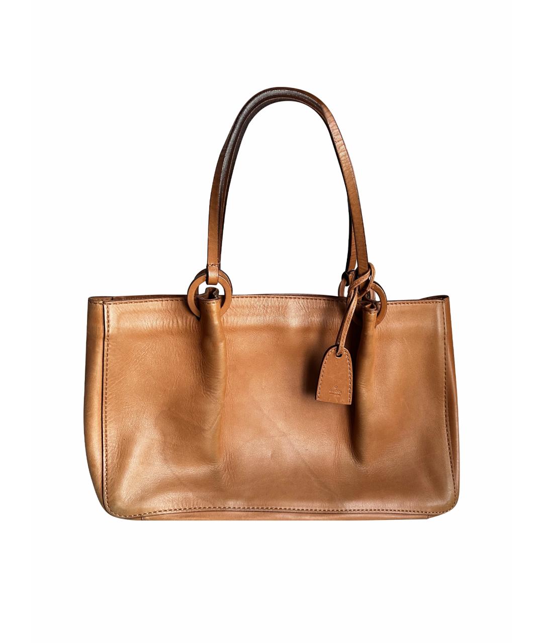 GUCCI Коричневая кожаная сумка тоут, фото 1