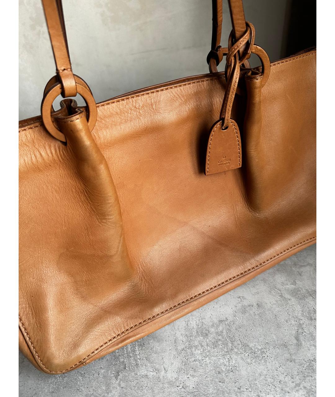 GUCCI Коричневая кожаная сумка тоут, фото 2