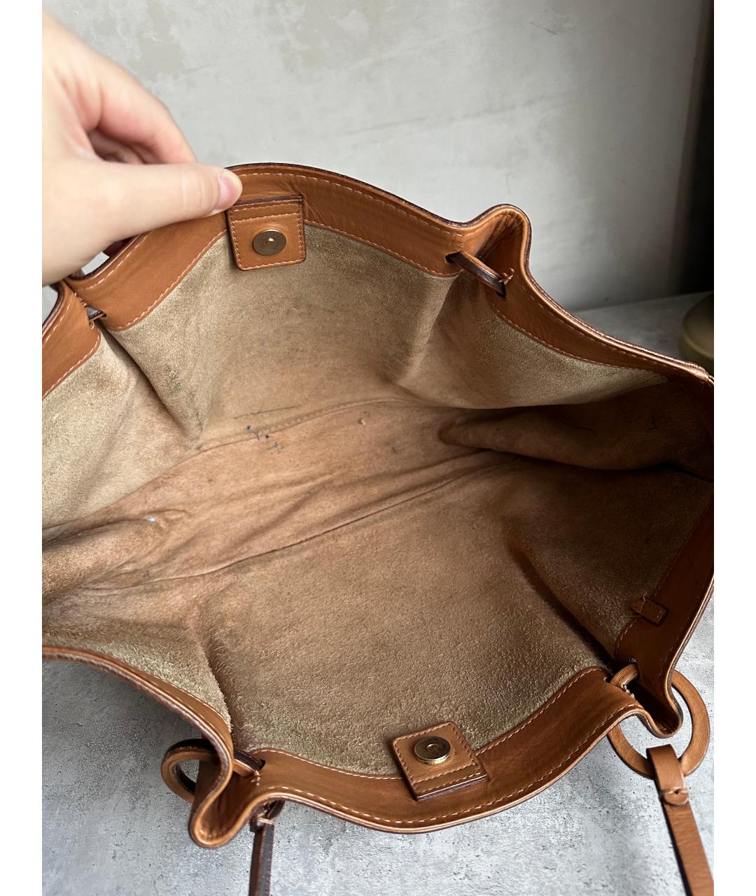 GUCCI Коричневая кожаная сумка тоут, фото 6