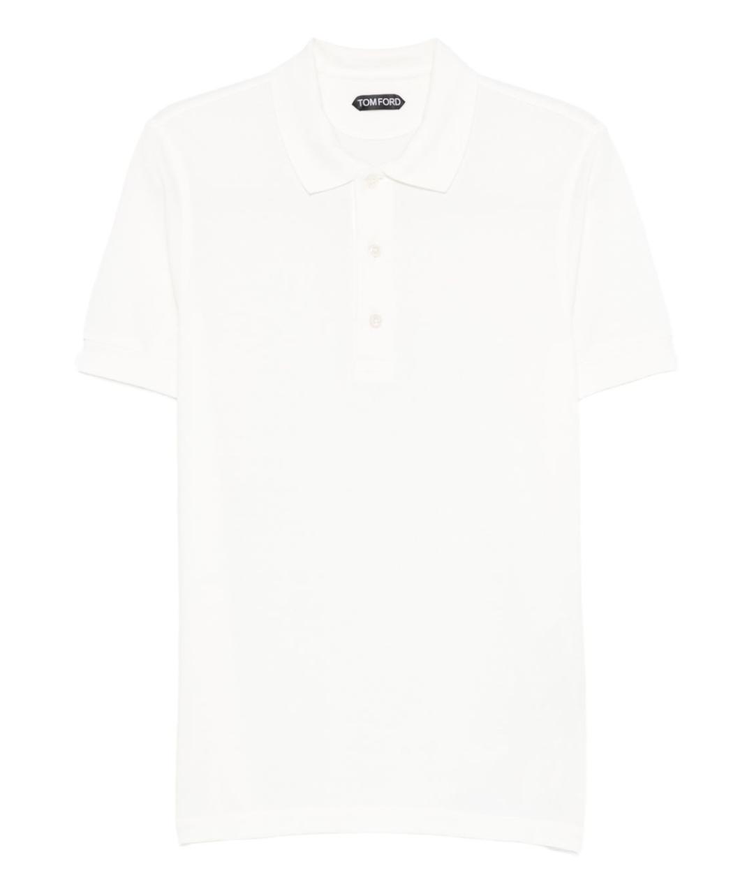 TOM FORD Белое хлопковое поло с длинным рукавом, фото 1