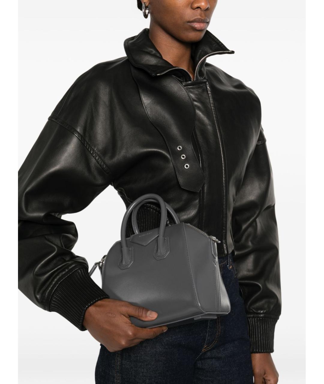 GIVENCHY Серая кожаная сумка тоут, фото 3